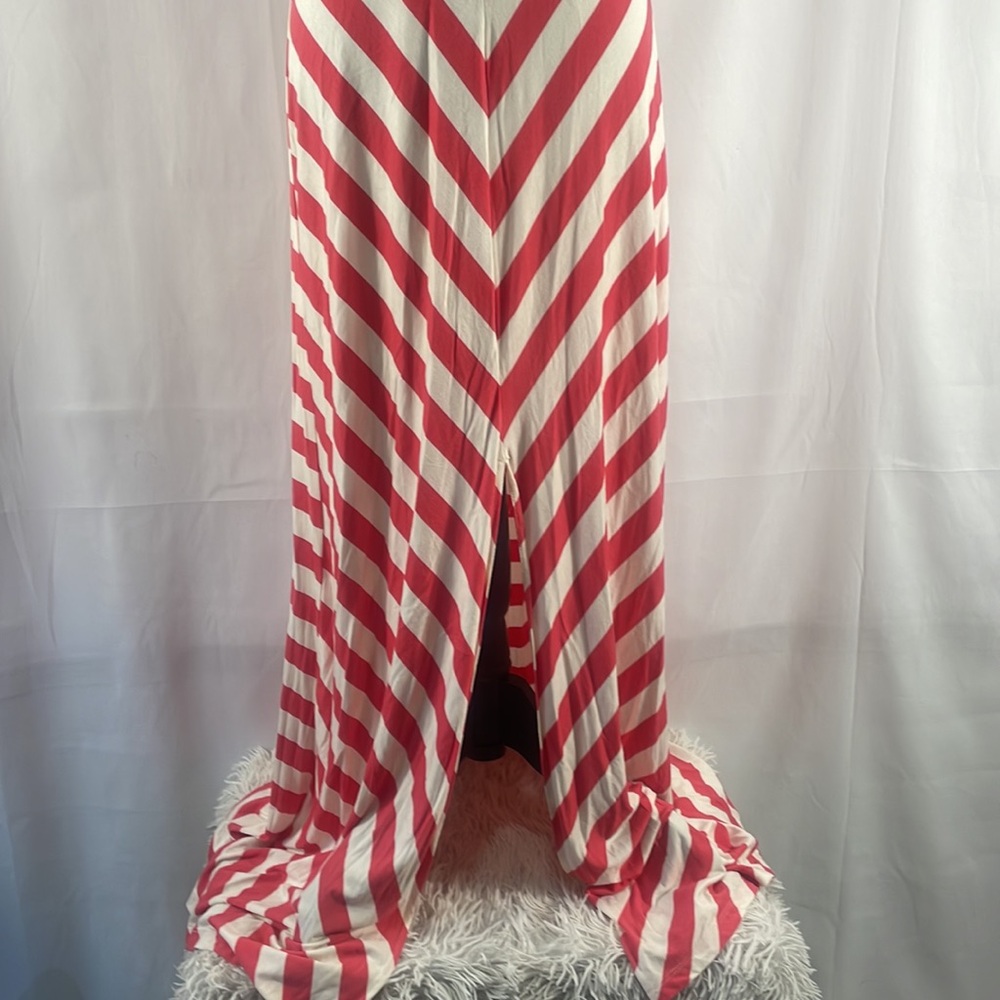 Chevron striped maxi Dress, white, Pink, Small - Picture 3 of 9